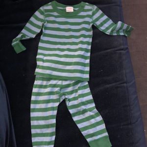 Hanna Andersson striped pjs, blue/green